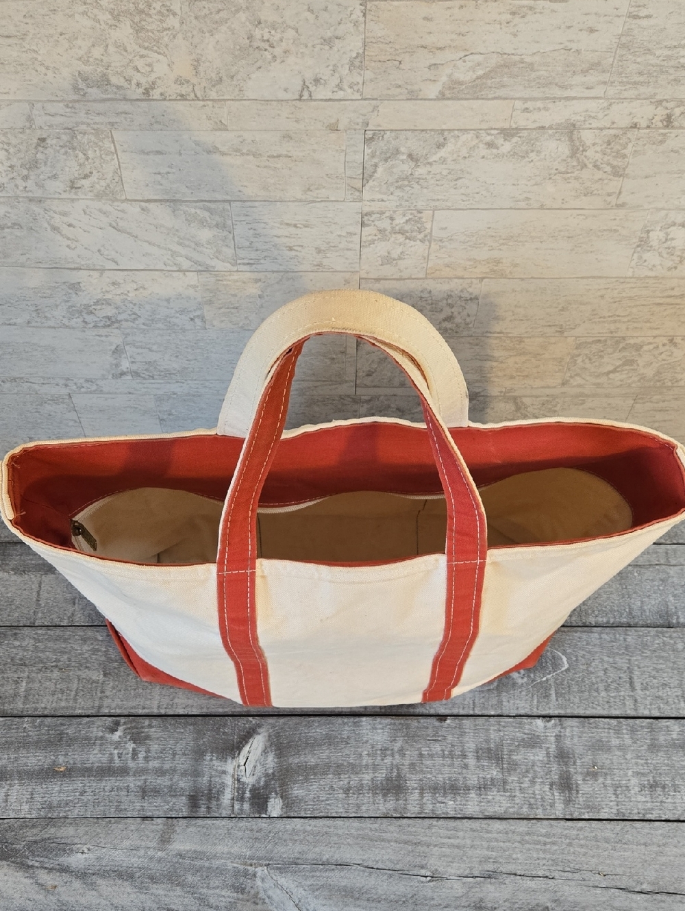 L.L. Bean Vintage Boat And Tote Canvas Bag XL Zipper Closure - Picture 2 of 11